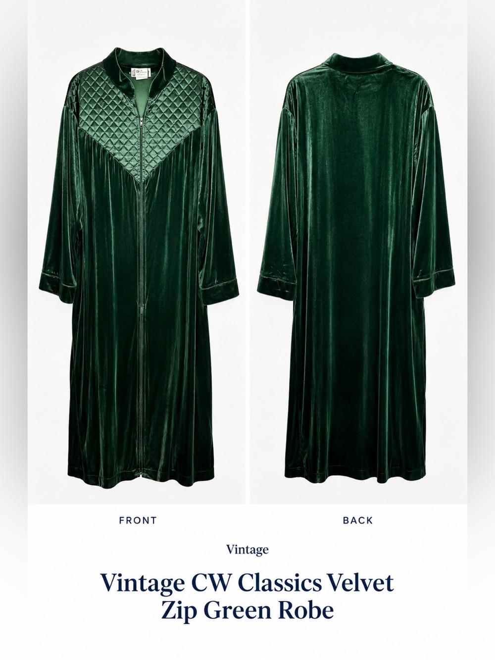 Vintage CW Classics Velvet Zip Green Robe